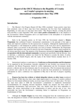 OSCE Mission to Croatia status report, May - September 1998