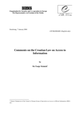 OSCE/Council of Europe Comments on the Croatian Law on Access to Information