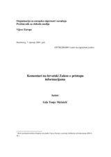 OSCE/Council of Europe Comments on the Croatian Law on Access to Information (hr)