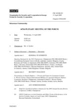 Journal of the 447th Plenary Meeting of the Forum for Security Co-operation