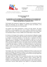 Statement by the Delegation of EU/Luxembourg in response to the statement of Dr. Nebojsa Covic, President of the Coordination Center of Serbia and Montenegro and the Republic of Serbia for Kosovo and Metohija