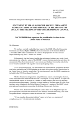 Statement by the Delegation of Belarus on the OSCE/ODIHR final report on the presidential elections in the United States of America