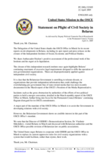 Statement by the Delegation of the United States of America on Plight of Civil Society in Belarus