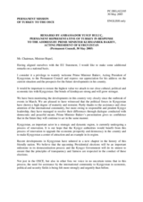 Remarks by the Head of Delegation of Turkey in response to the address by the Prime Minister Kurmanbek Bakiev, Acting President of Kyrgyzstan