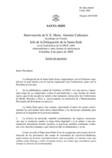 Statement of the Most Reverend Antonio Canizares, Archbishop of Toledo, Head of the Delegation of the Holy See (es)