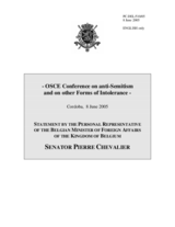 Statement by Senator Pierre Chevalier, Personal Representative of the Belgian Minister of Foreign Affairs Statement by Senator Pierre Chevalier, Personal Representative of the Belgian Minister of Foreign Affairs