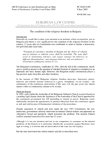 Contribution by the European Law Centre, "The condition of the religious freedom in Bulgaria" Contribution by the European Law Centre, "The condition of the religious freedom in Bulgaria"