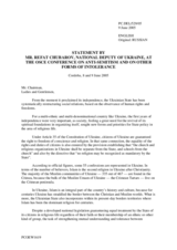 Statement by Refat Chubarov, Delegation of Ukraine Statement by Refat Chubarov, Delegation of Ukraine