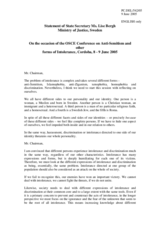 Statement by State Secretary Lise Bergh, Ministry of Justice, Sweden Statement by State Secretary Lise Bergh, Ministry of Justice, Sweden