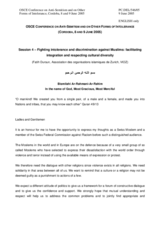 Statement by Fatih Dursun, Association of Islamic Organizations of Zurich, VIOZ Statement by Fatih Dursun, Association of Islamic Organizations of Zurich, VIOZ