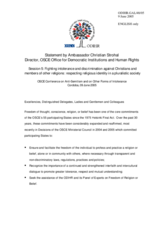 Statement by Ambassador Christian Strohal, Director, OSCE Office for Democratic Institutions and Human Rights Statement by Ambassador Christian Strohal, Director, OSCE Office for Democratic Institutions and Human Rights