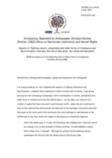 Introductory Statement by Ambassador Christian Strohal, Director, OSCE Office for Democratic Institutions and Human Rights Introductory Statement by Ambassador Christian Strohal, Director, OSCE Office for Democratic Institutions and Human Rights