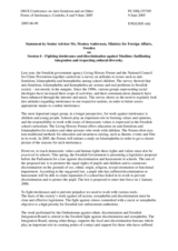 Statement by Senior Adviser Ms. Monica Andersson, Ministry for Foreign Affairs, Sweden Statement by Senior Adviser Ms. Monica Andersson, Ministry for Foreign Affairs, Sweden