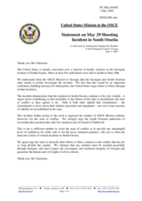 Statement by the Delegation of the United States of America on May 29 Shooting Incident in South Ossetia