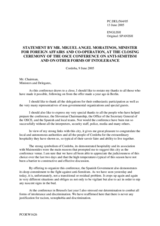 Statement by Miguel Angel Moratinos, Minister of Foreign Affairs of Spain Statement by Miguel Angel Moratinos, Minister of Foreign Affairs of Spain
