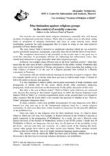 Address by Alexander Verkhovsky, SOVA Center for Information and Analysis, Moscow, to the Advisory Panel of Experts, "Discrimination against religious groups in the context of security concerns" Address by Alexander Verkhovsky, SOVA Center for Information and Analysis, Moscow, to the Advisory Panel of Experts, "Discrimination against religious groups in the context of security concerns"