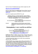 Paper By Imam Abduljalil Sajid, Chairman Muslim Council for Religious and Racial Harmony UK, "Islamophobia: A new word for an old fear" Paper By Imam Abduljalil Sajid, Chairman Muslim Council for Religious and Racial Harmony UK, "Islamophobia: A new word for an old fear"