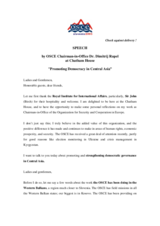 Speech on promoting democracy in Central Asia by OSCE Chairman-in-Office Dimitrij Rupel at the Royal Institute of International Affairs, Chatham House