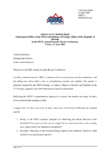 Address by OSCE Chairman-in-Office Dimitrij Rupel at the Annual Security Review Conference