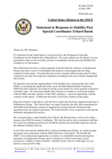 Statement by the Delegation of the United States of America in response to Stability Pact Special Coordinator