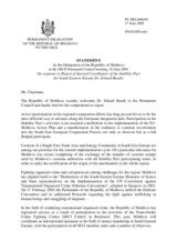 Statement by the Delegation of the Republic of Moldova in response to Special Coordinator of the Stability Pact for South Eastern Europe