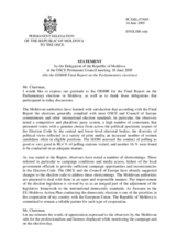 Statement by the Delegation of the Republic of Moldova on the ODIHR Final Report on the Parliamentary elections