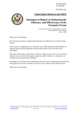 Statement by the Delegation of the United States of America on Report on Enhancing the Efficiency and Effectiveness of the Economic Forum