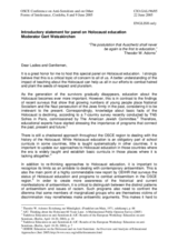 Introductory statement by Moderator Gert Weisskirchen, panel on Holocaust education