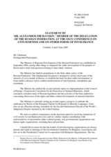 Statement by Mr. Alexander Zhuravskiy, Delegation of the Russian Federation Statement by Mr. Alexander Zhuravskiy, Delegation of the Russian Federation