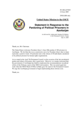 Statement by the Delegation of the United States of America in response to the pardoning of political prisoners in Azerbaijan