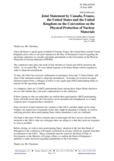 Joint Statement by Canada, France, the United States and the United Kingdom on the Convention on the Physical Protection of Nuclear Materials