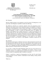 Statement by the Delegation of the Republic of Moldova on the situation of the Moldovan schools in the transnistrian region of the Republic of Moldova