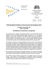 Statement by the Delegation of the United Kingdom/EU on the presidential elections in Kyrgyzstan, held on 10 July 2005