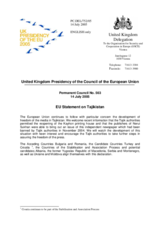 Statement by the Delegation of the United Kingdom/EU on freedom of media in Tajikistan