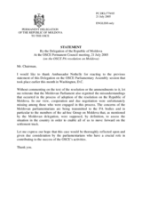 Statement by the Delegation of the Republic of Moldova on the OSCE PA resolution on Moldova