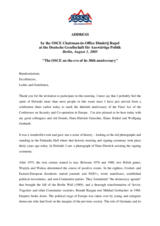 Address by the OSCE Chairman-in-Office Dimitrij Rupel "The OSCE on the eve of its 30th anniversary"