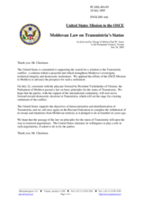 Statement by the Delegation of the United States of America on Moldovan Law on Transnistria's Status