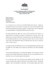 Statement by OSCE Chairman-in-Office Dimitrij Rupel at the OSCE Mediterranean Seminar 2005