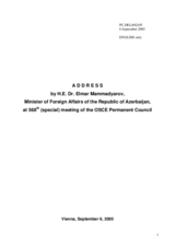 Address by H.E. Dr. Elmar Mammadyarov, Minister of Foreign Affairs of the Republic of Azerbaijan
