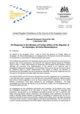 Statement by the Delegation of the United Kingdom/EU  in response to the Minister of Foreign Affairs of the Republic of on Azerbaijan, Mr Elmar Mammadyarov