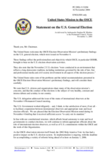 Statement by the Delegation of the United States of America concerning the preliminary findings of the OSCE Election Observation Mission on the U.S. general election, issued on November 4