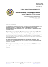 Statement by the Delegation of the United States of America on the national referendum in the Former Yugoslav Republic of Macedonia