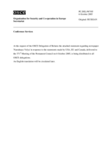 Statement by the Delegation of Belarus on the situation regarding the newspaper Narodnaya Volya (ru)