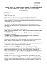 Address by H.E. Dr. Antanas Valionis, Minister of Foreign Affairs of the Republic of Lithuania