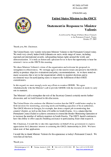 Statement by the Delegation of the United States of America in Response to Minister Valionis