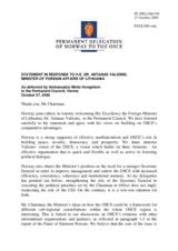 Statement by the Delegation of Norway in response to H.E. Dr. Antanas Valionis, Minister of Foreign Affairs of Lithuania