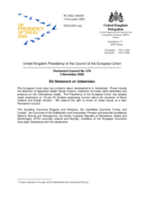 Statement by the Delegation of the United Kingdom/EU Presidency on the cases of Ms. E. Urlaeva and Mr. S. Umarov in Uzbekistan