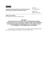 Forum for Security Co-operation Decision, subject to a silence procedure expiring on Friday, 19 November 2004, at 6 p.m. (fr)