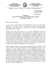 Statement by the Delegation of Azerbaijan on parliamentary elections in Azerbaijan, held on 6 November 2005