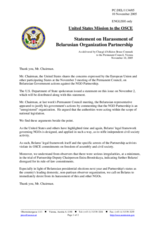 Statement by the Delegation of the United States of America on Harassment of Belarusian Organization Partnership
